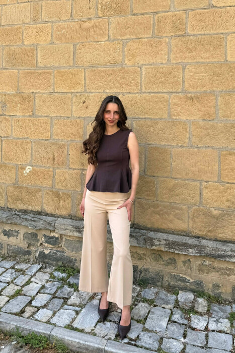 ONE COLOR SIMPLE WOMAN TANK TOP DARK BROWN/KAE - 3