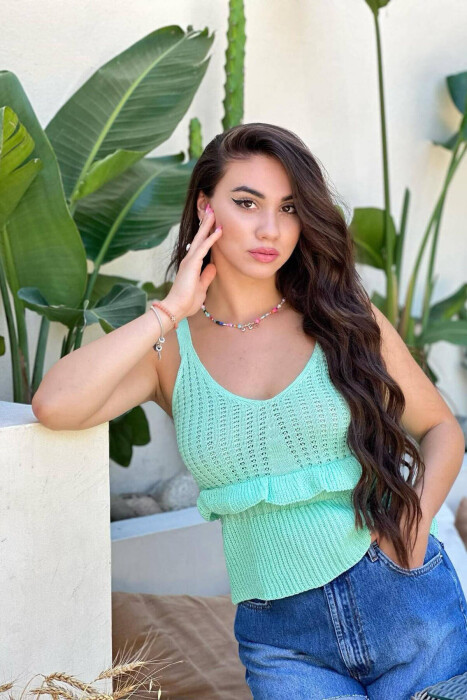 ONE COLOR SIMPLE WOMAN TANK TOPS MINT/MENTE 