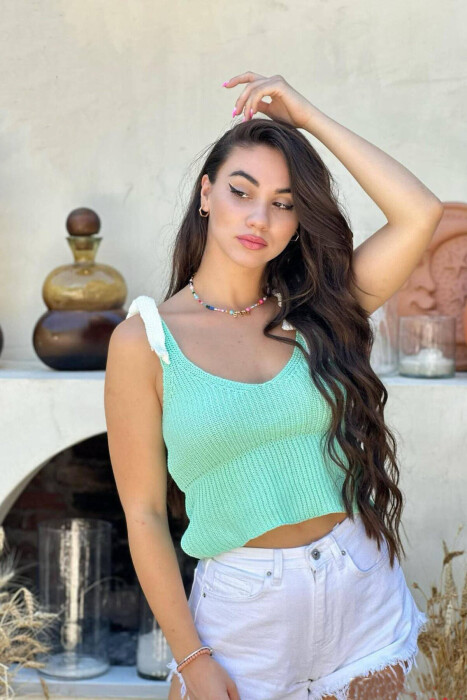 ONE COLOR SIMPLE WOMAN TANK TOPS MINT/MENTE - KLAUDIO FASHION