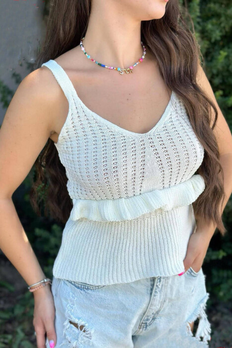 ONE COLOR SIMPLE WOMAN TANK TOPS WHITE-E BARDHE 