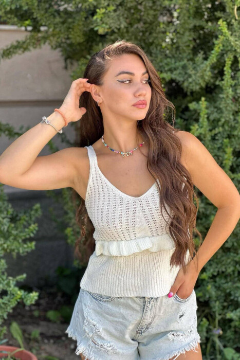 ONE COLOR SIMPLE WOMAN TANK TOPS WHITE-E BARDHE - 2