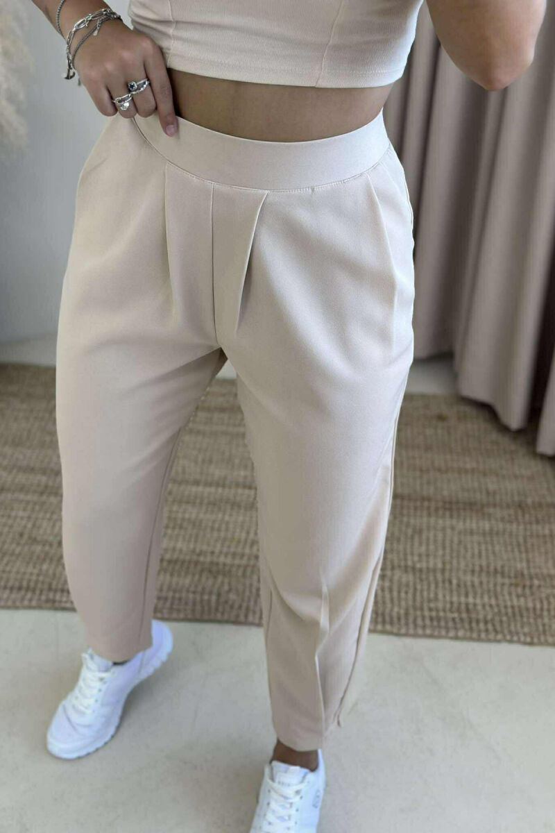ONE COLOR SIMPLE WOMAN TROUSERS BEIGE/BEZHE - 2