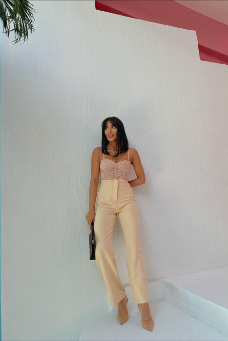 ONE COLOR SIMPLE WOMAN TROUSERS BEIGE/BEZHE 