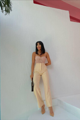 ONE COLOR SIMPLE WOMAN TROUSERS BEIGE/BEZHE 