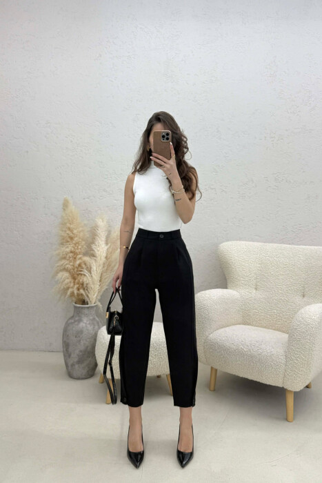 ONE COLOR SIMPLE WOMAN TROUSERS BLACK/ E ZEZE - 1