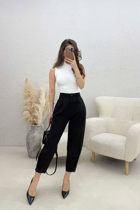 ONE COLOR SIMPLE WOMAN TROUSERS BLACK/ E ZEZE - 2