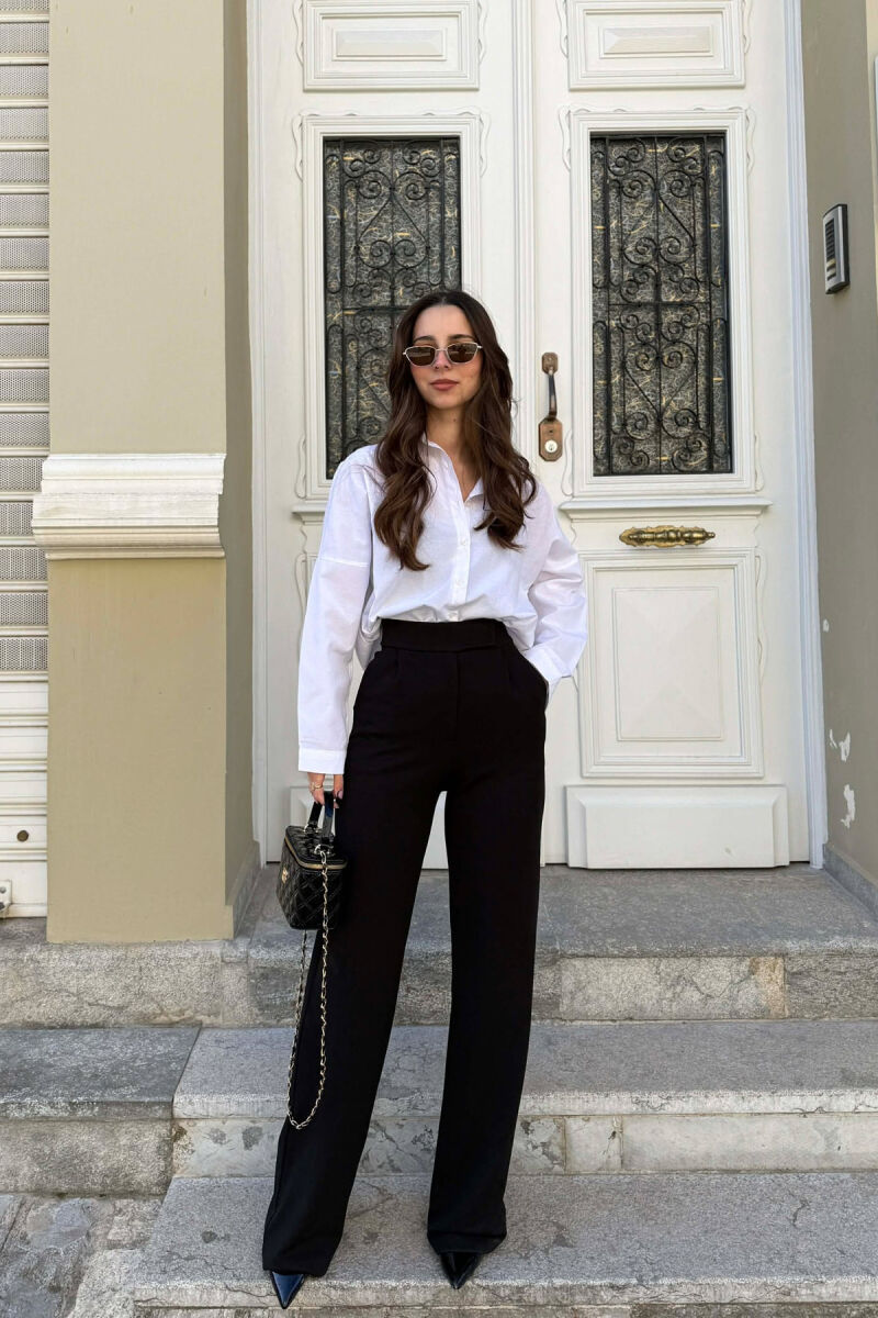 ONE COLOR SIMPLE WOMAN TROUSERS BLACK/ E ZEZE - 1