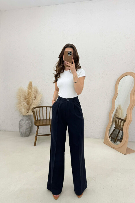 ONE COLOR SIMPLE WOMAN TROUSERS BLUE/BLU 