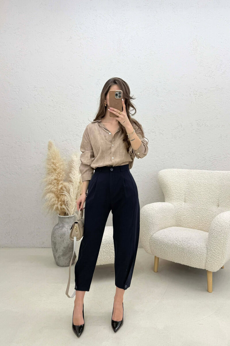 ONE COLOR SIMPLE WOMAN TROUSERS BLUE/BLU - 1