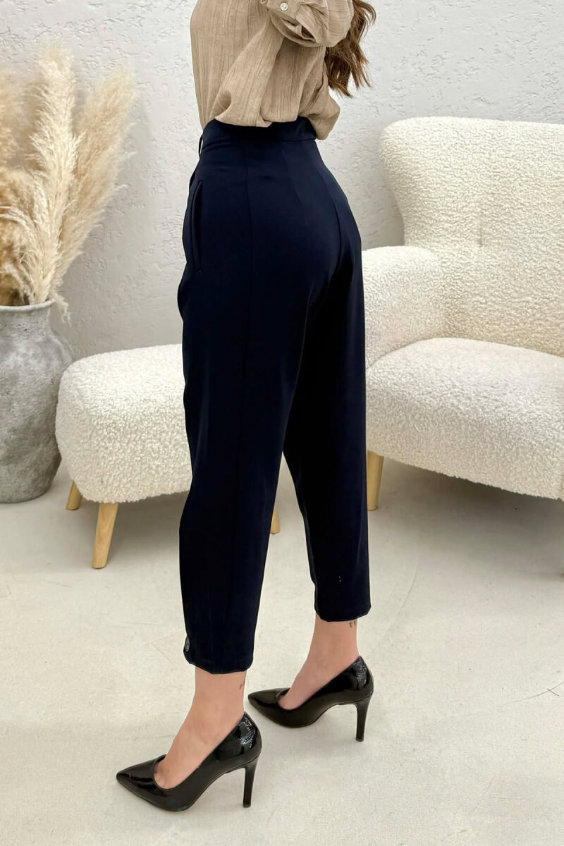 ONE COLOR SIMPLE WOMAN TROUSERS BLUE/BLU - 2