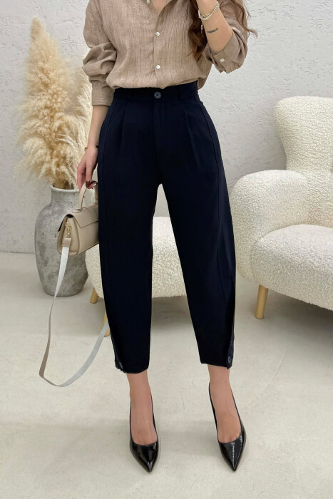 ONE COLOR SIMPLE WOMAN TROUSERS BLUE/BLU - 4