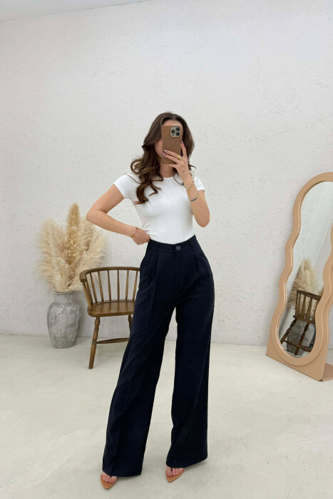 ONE COLOR SIMPLE WOMAN TROUSERS BLUE/BLU - 2