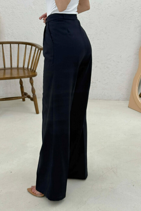 ONE COLOR SIMPLE WOMAN TROUSERS BLUE/BLU - 3