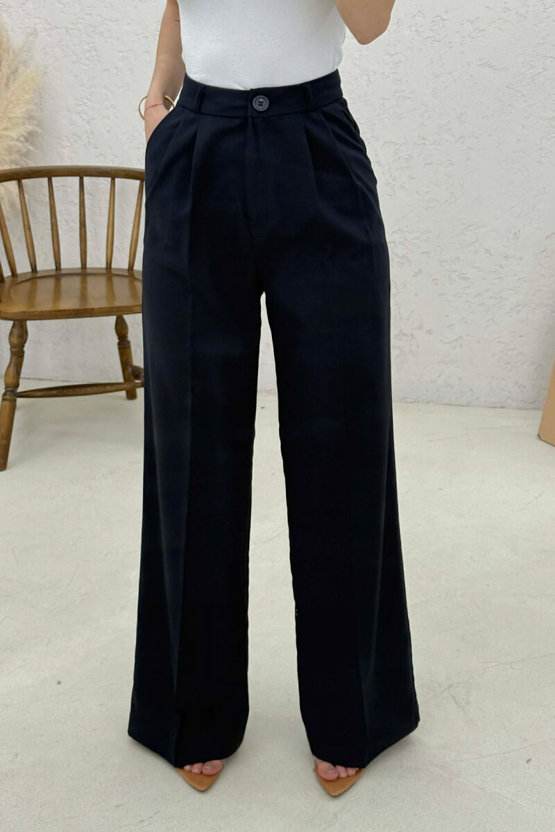 ONE COLOR SIMPLE WOMAN TROUSERS BLUE/BLU - 4