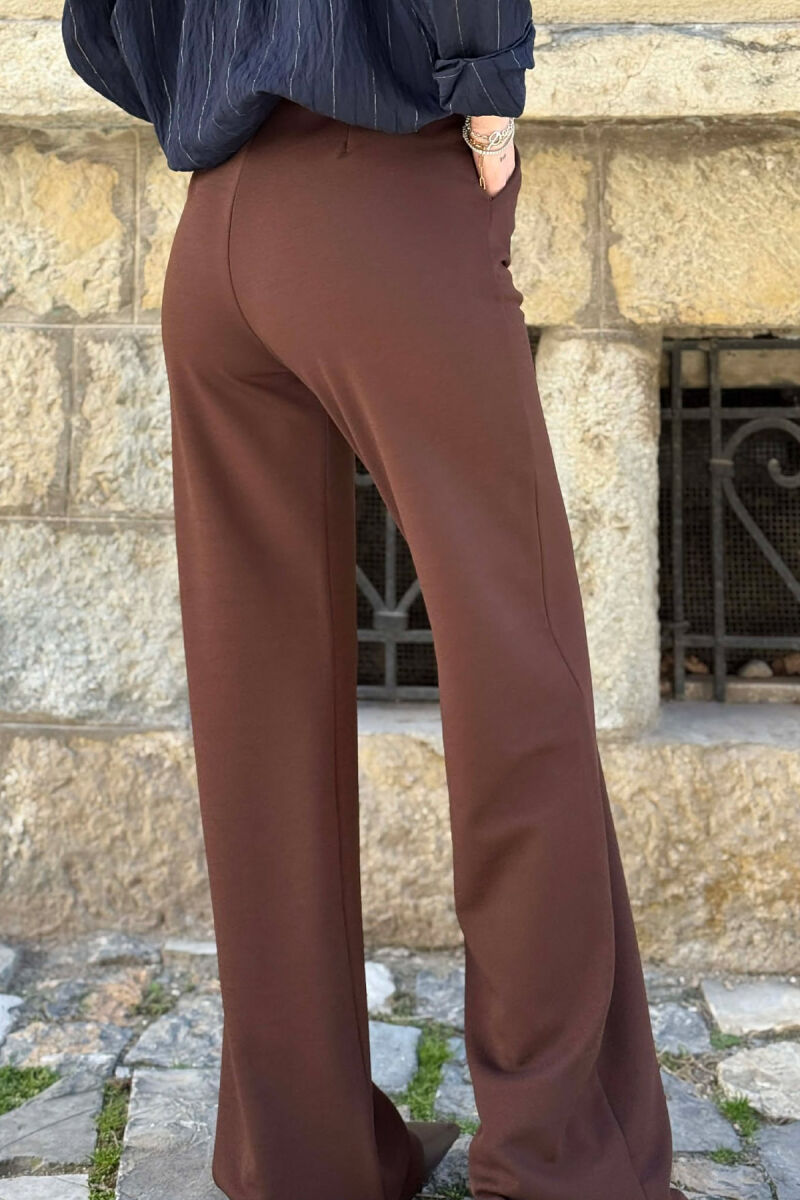 ONE COLOR SIMPLE WOMAN TROUSERS BROWN/KAFE - 5
