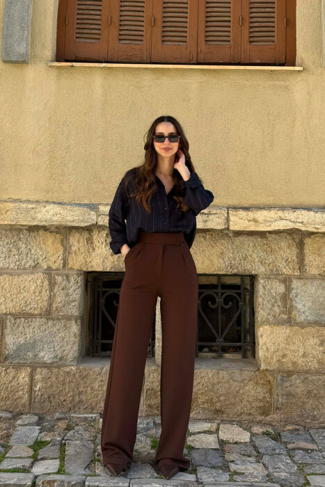 ONE COLOR SIMPLE WOMAN TROUSERS BROWN/KAFE - 6