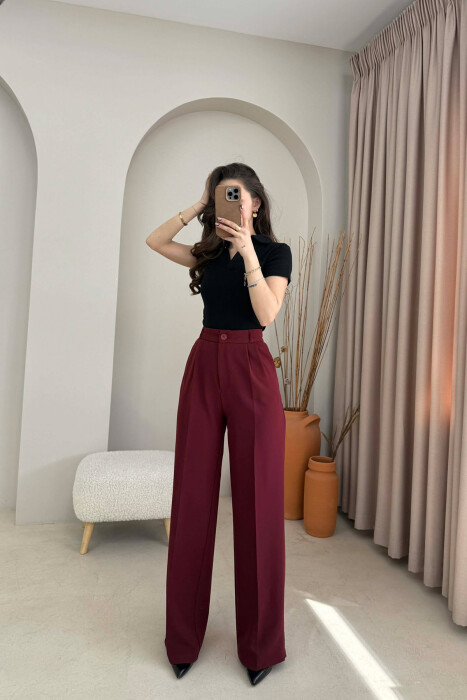 ONE COLOR SIMPLE WOMAN TROUSERS BURGUNDY/VISHNJE - 1