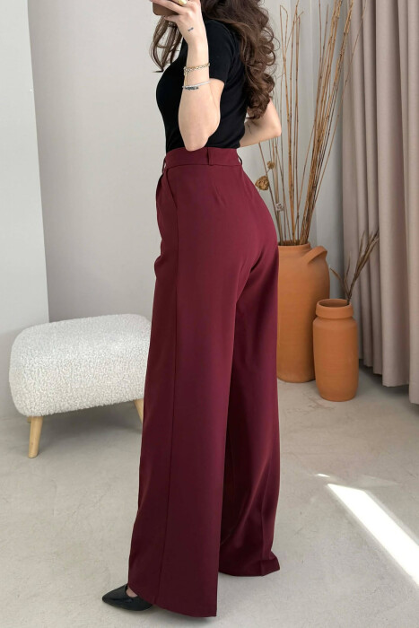 ONE COLOR SIMPLE WOMAN TROUSERS BURGUNDY/VISHNJE - 2