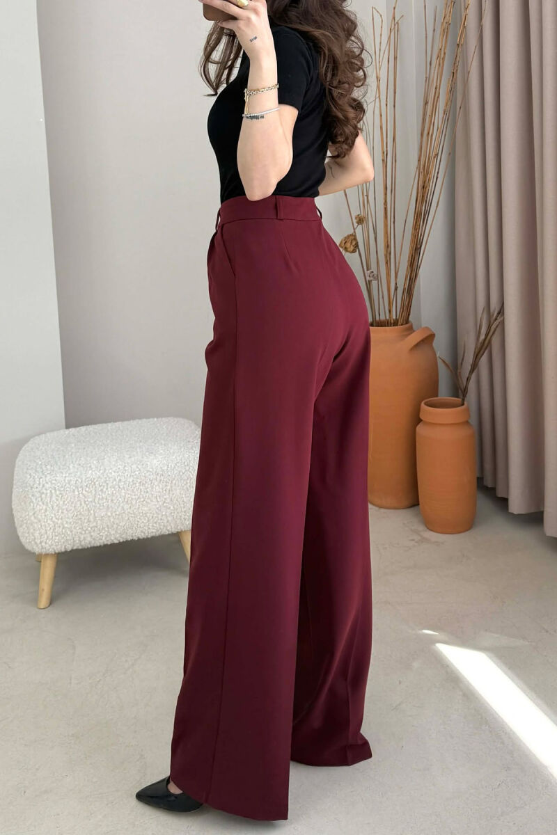 ONE COLOR SIMPLE WOMAN TROUSERS BURGUNDY/VISHNJE - 2