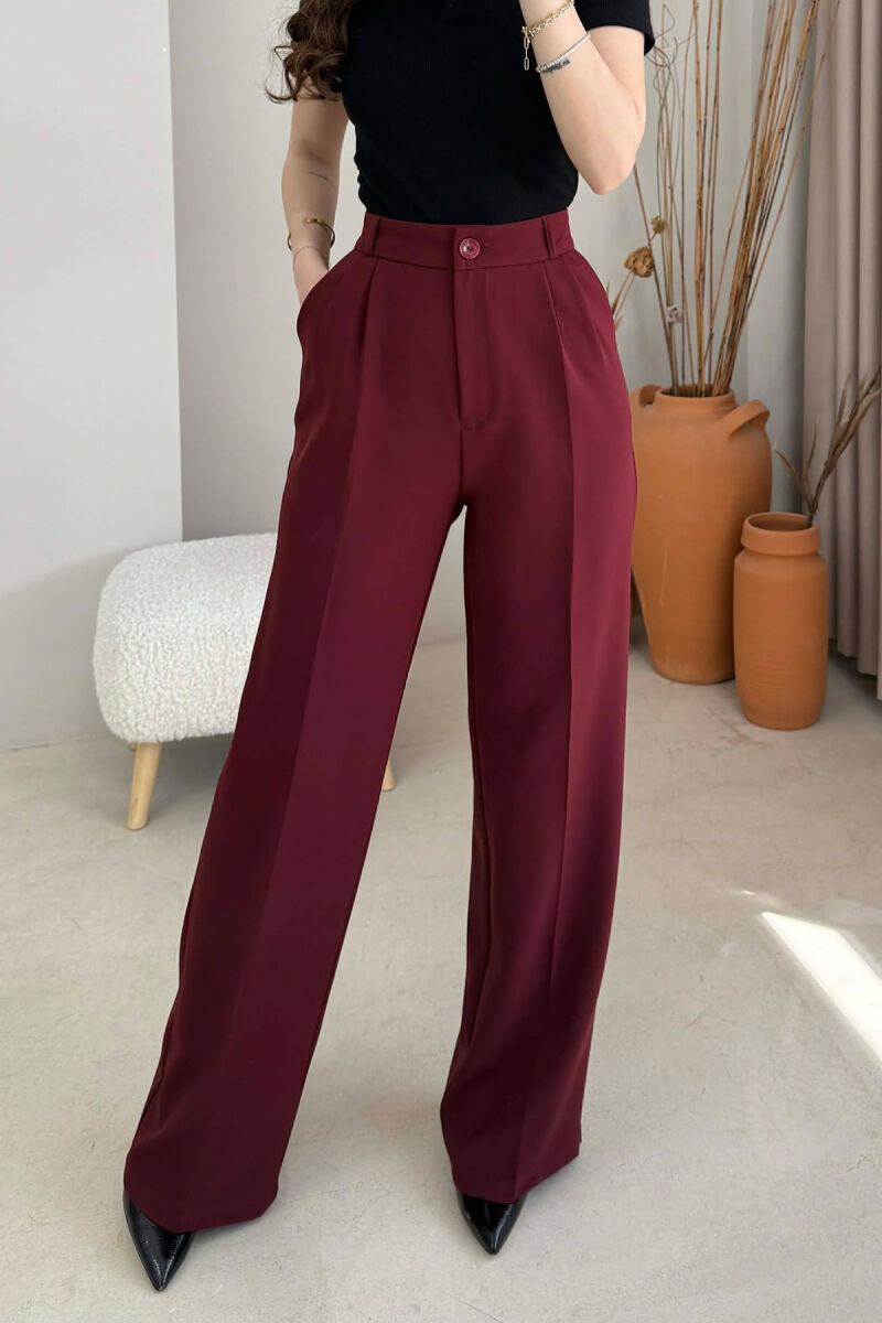 ONE COLOR SIMPLE WOMAN TROUSERS BURGUNDY/VISHNJE - 3