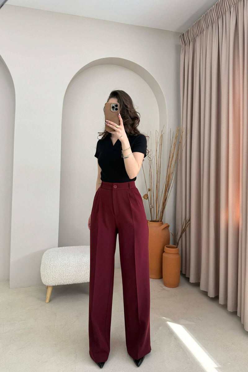 ONE COLOR SIMPLE WOMAN TROUSERS BURGUNDY/VISHNJE - 4