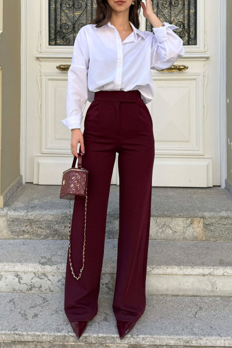 ONE COLOR SIMPLE WOMAN TROUSERS BURGUNDY/VISHNJE 