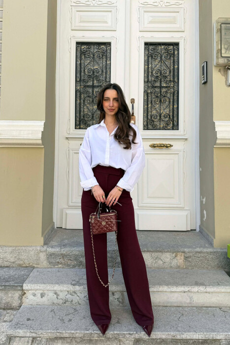 ONE COLOR SIMPLE WOMAN TROUSERS BURGUNDY/VISHNJE - 3