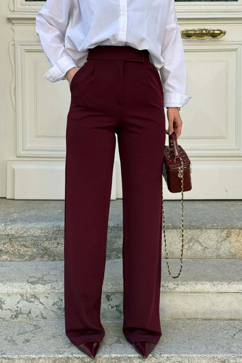 ONE COLOR SIMPLE WOMAN TROUSERS BURGUNDY/VISHNJE - 4