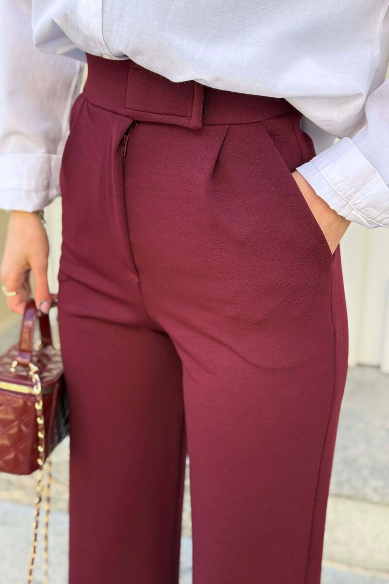 ONE COLOR SIMPLE WOMAN TROUSERS BURGUNDY/VISHNJE - 5