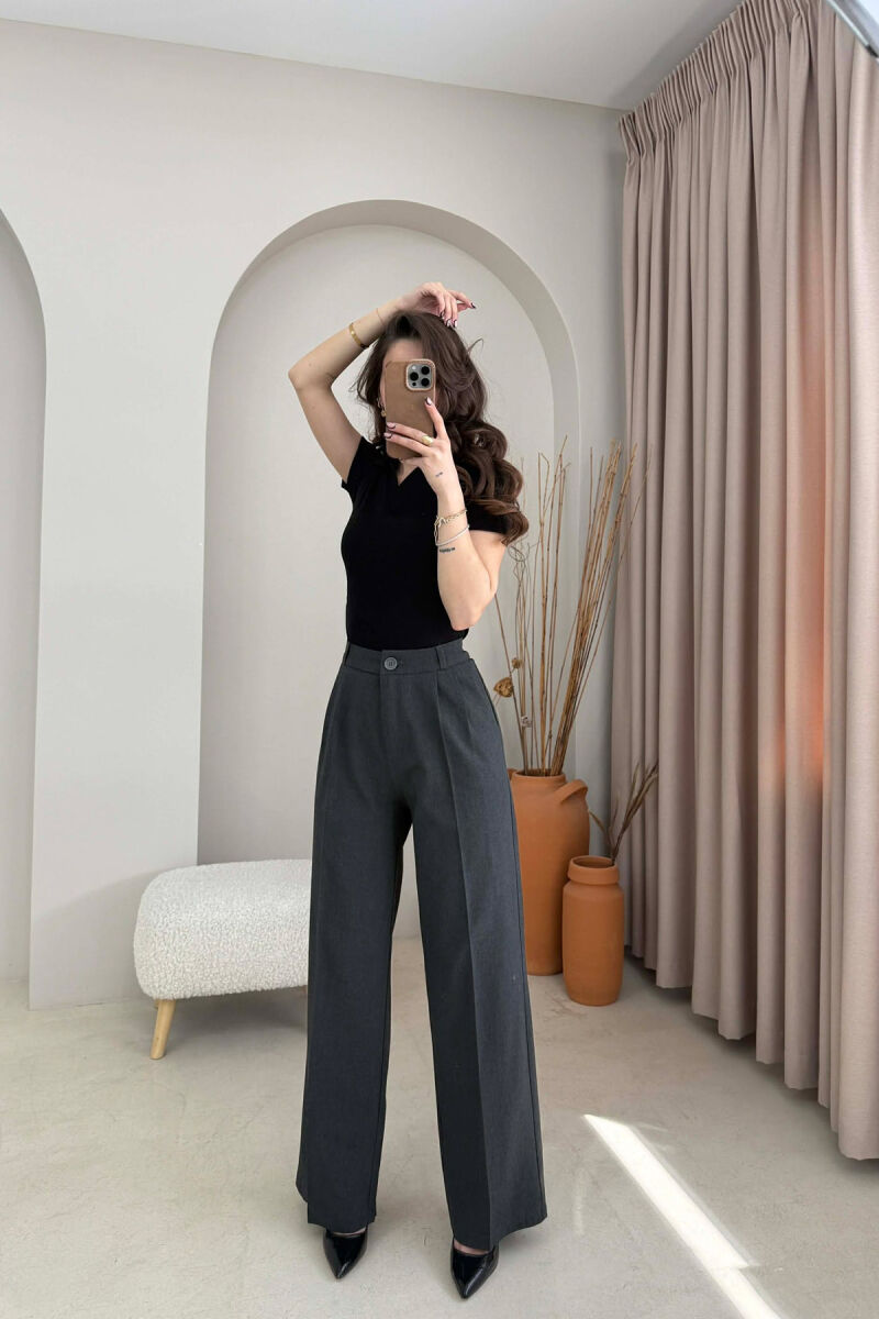 ONE COLOR SIMPLE WOMAN TROUSERS DARK GREY/GEE - 1