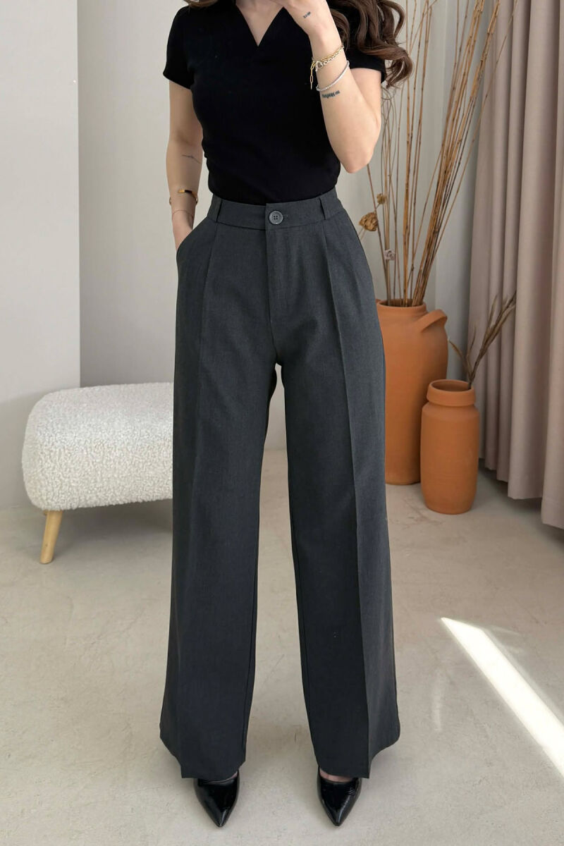 ONE COLOR SIMPLE WOMAN TROUSERS DARK GREY/GEE - 3