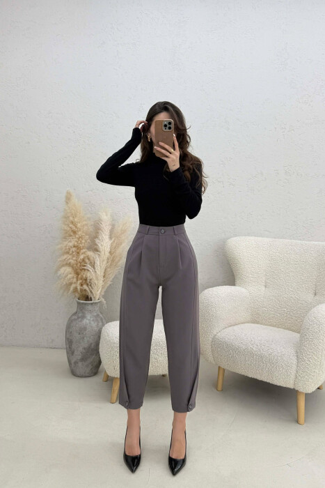ONE COLOR SIMPLE WOMAN TROUSERS DARK GREY/GEE - 1