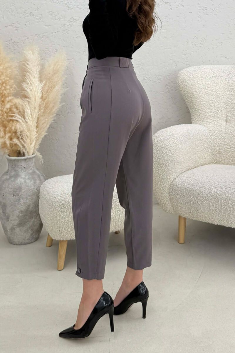 ONE COLOR SIMPLE WOMAN TROUSERS DARK GREY/GEE - 2
