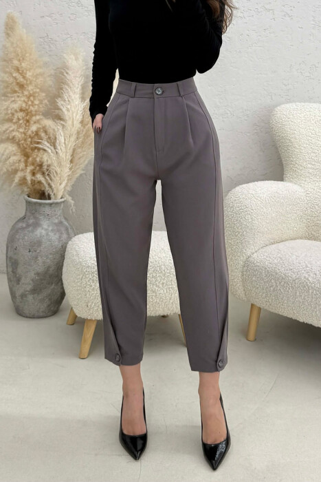 ONE COLOR SIMPLE WOMAN TROUSERS DARK GREY/GEE - 3