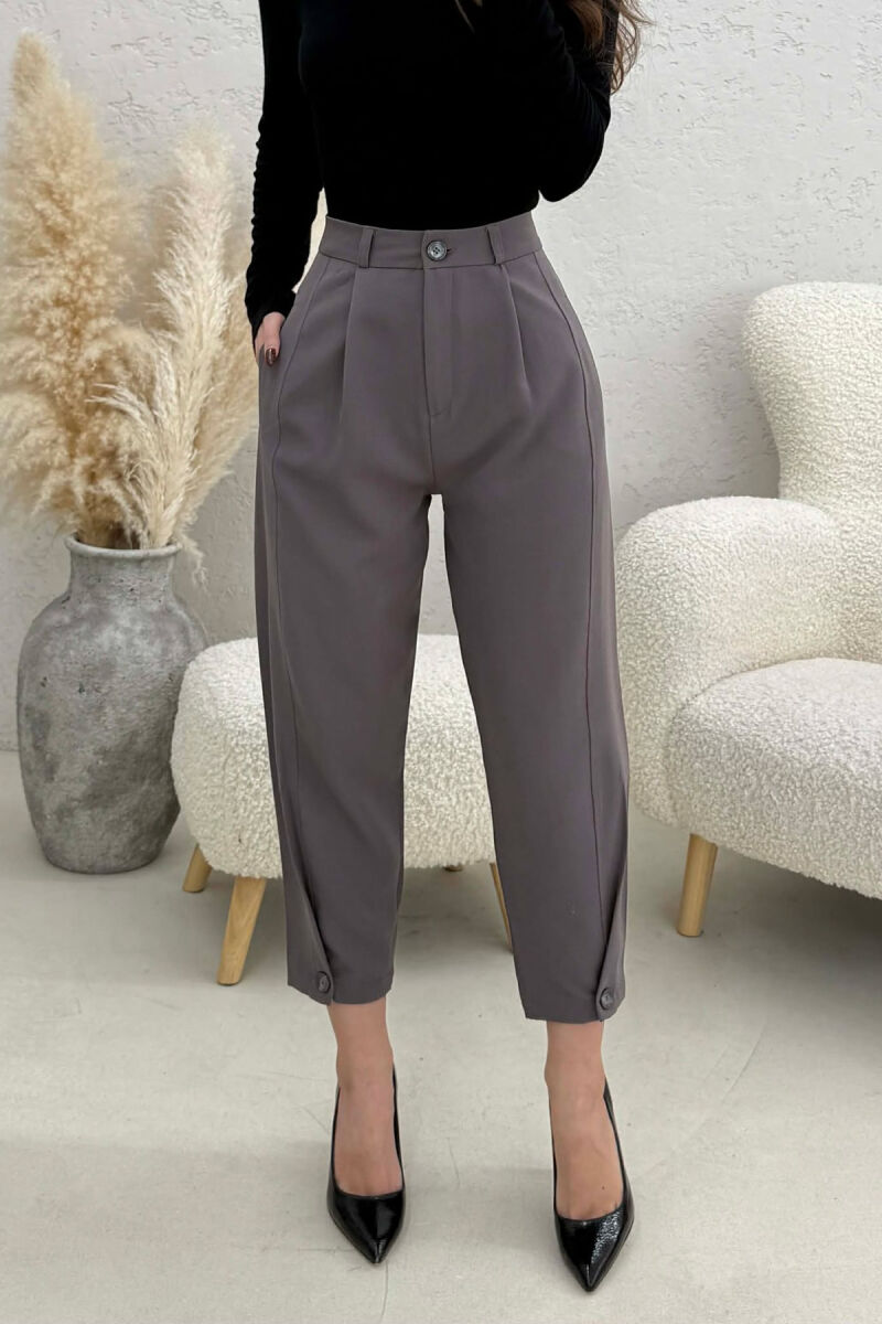 ONE COLOR SIMPLE WOMAN TROUSERS DARK GREY/GEE - 3