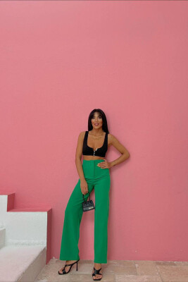 ONE COLOR SIMPLE WOMAN TROUSERS GREEN/JESHILE 