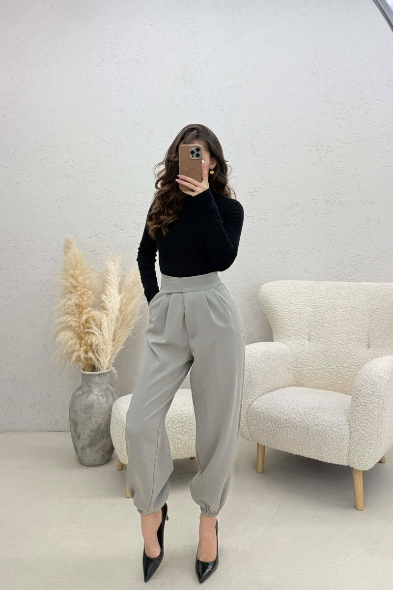 ONE COLOR SIMPLE WOMAN TROUSERS GREY/GRI - 1