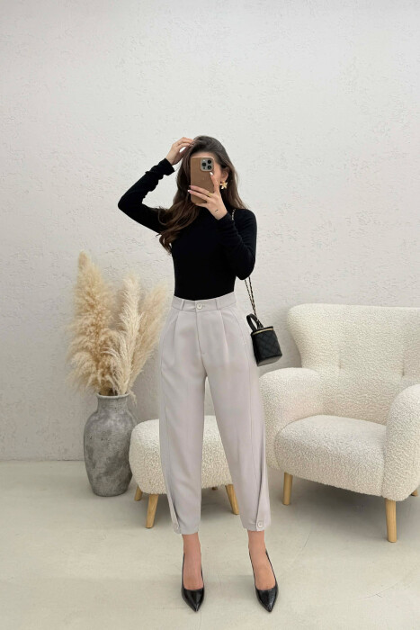ONE COLOR SIMPLE WOMAN TROUSERS LIGHT GREY/GZ - 1