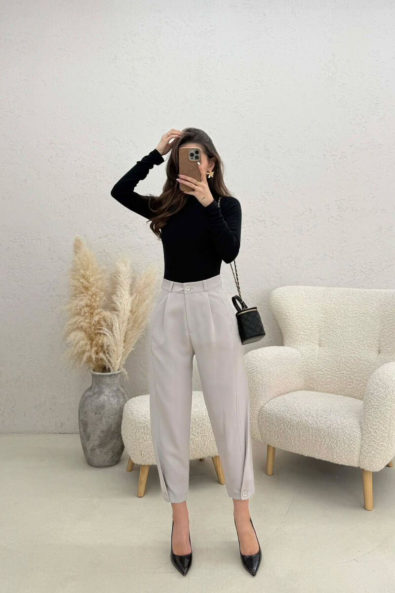 ONE COLOR SIMPLE WOMAN TROUSERS LIGHT GREY/GZ - 1