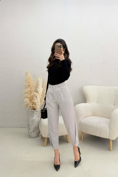ONE COLOR SIMPLE WOMAN TROUSERS LIGHT GREY/GZ - 2