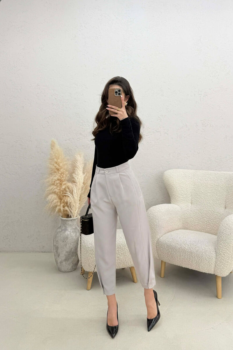 ONE COLOR SIMPLE WOMAN TROUSERS LIGHT GREY/GZ - 2