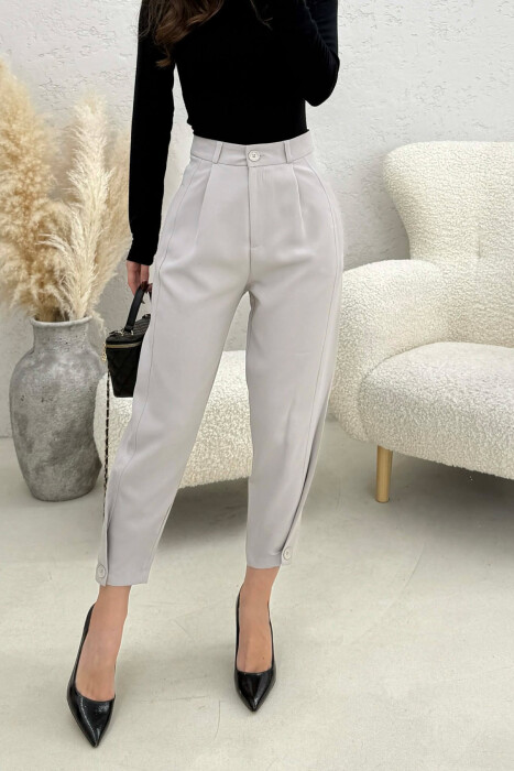 ONE COLOR SIMPLE WOMAN TROUSERS LIGHT GREY/GZ - 3