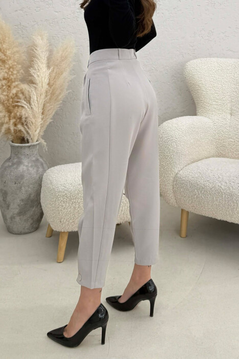 ONE COLOR SIMPLE WOMAN TROUSERS LIGHT GREY/GZ - 4