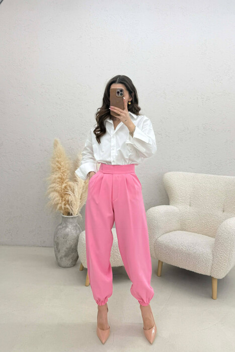 ONE COLOR SIMPLE WOMAN TROUSERS PINK/ROZE 