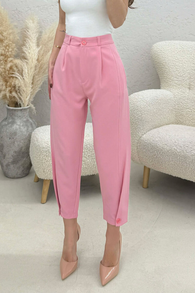 ONE COLOR SIMPLE WOMAN TROUSERS PINK/ROZE - 3