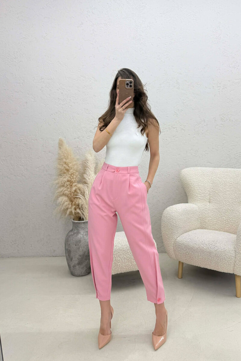 ONE COLOR SIMPLE WOMAN TROUSERS PINK/ROZE - 4