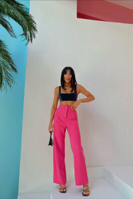 ONE COLOR SIMPLE WOMAN TROUSERS PINK/ROZE 