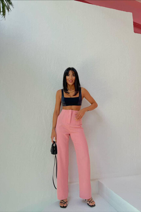 ONE COLOR SIMPLE WOMAN TROUSERS POWDER/PUDER 