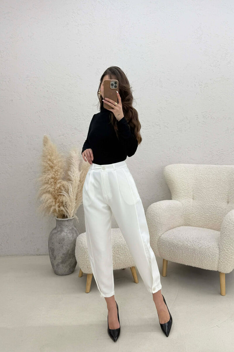 ONE COLOR SIMPLE WOMAN TROUSERS WHITE-E BARDHE - 1