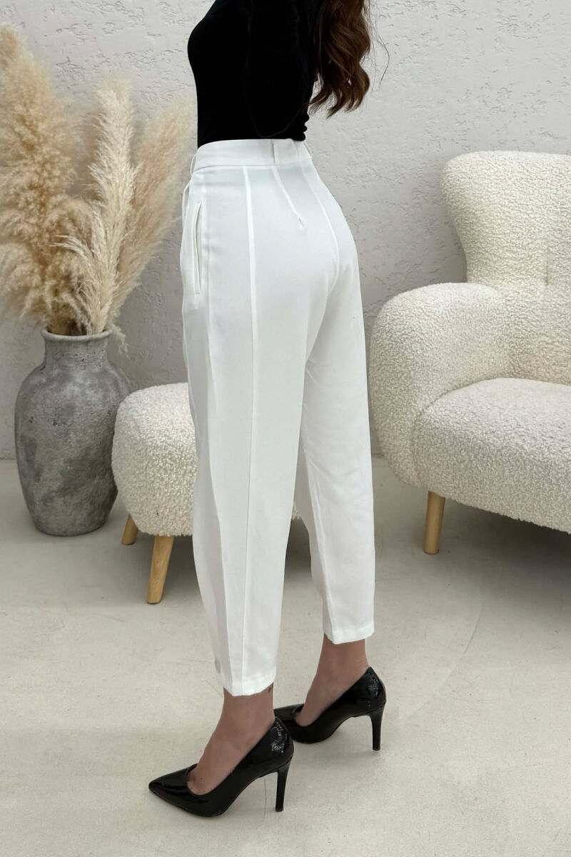 ONE COLOR SIMPLE WOMAN TROUSERS WHITE-E BARDHE - 2